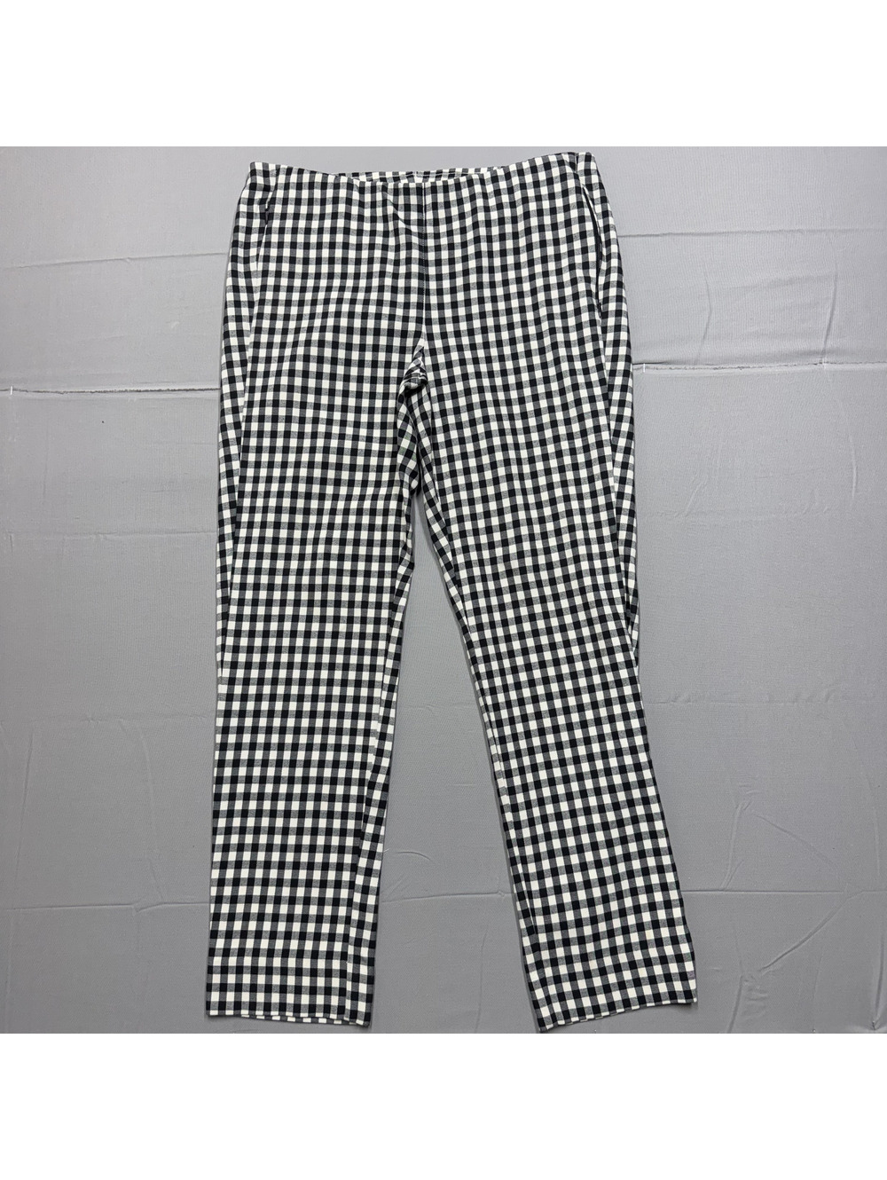 J. Jill Womens Essential Cotton Stretch Gingham Check Ankle Pants Size 10 Black